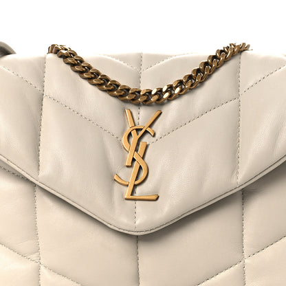 Saint Laurent Lambskin Quilted Toy Loulou Puffer Monogram Chain Satchel Blanc Vintage 9 of 12