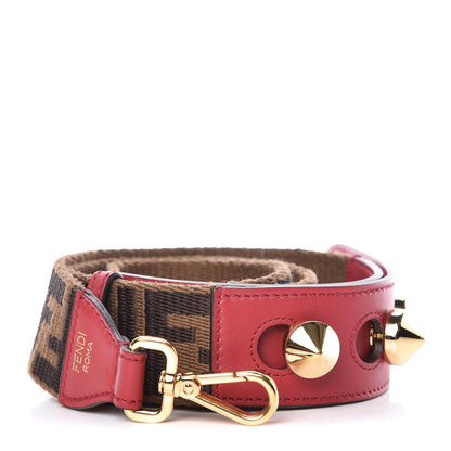 Fendi Ribbon Vitello Century FF 1974 Studded Strap You Fango Marrone Fragola 1 of 5