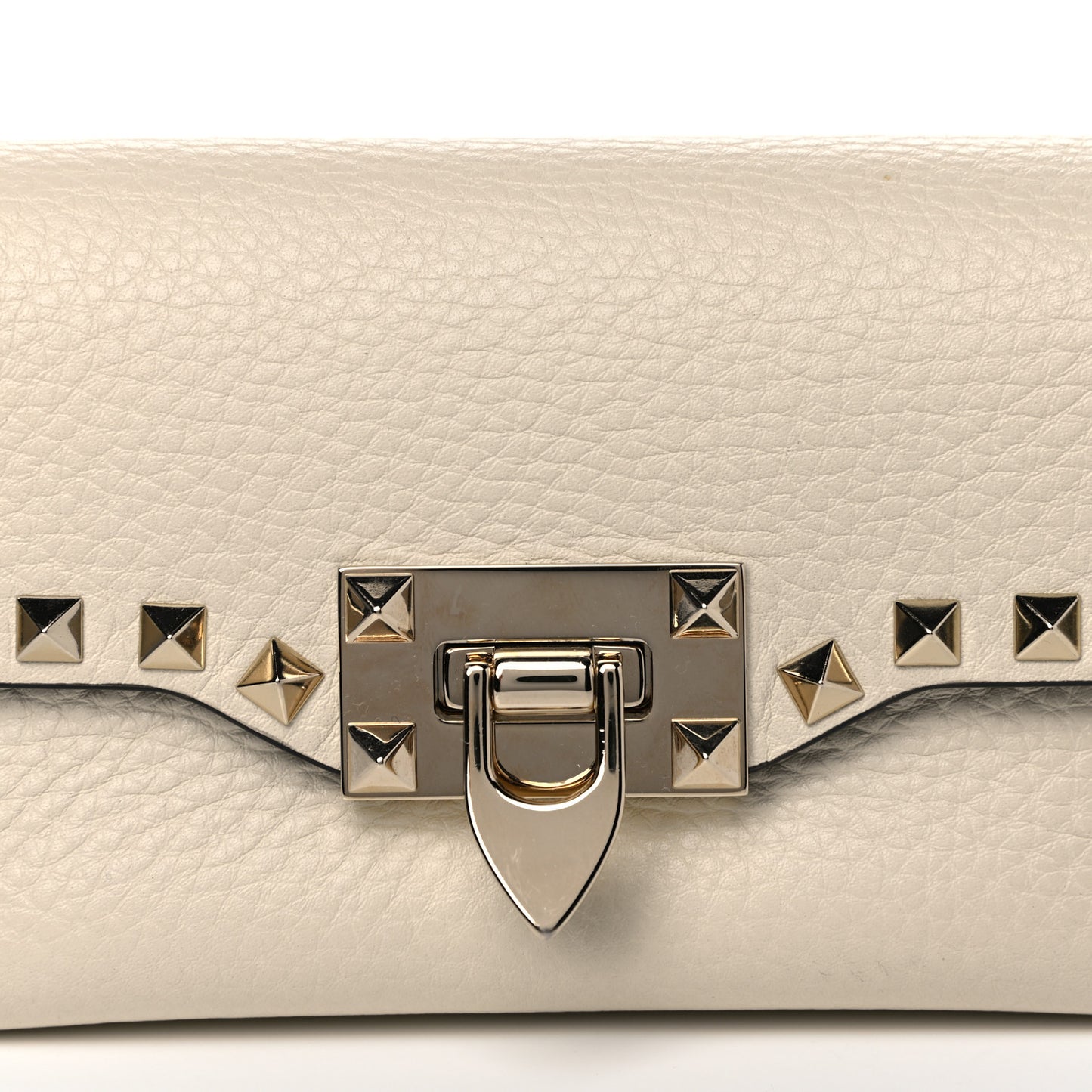 Pebbled Calfskin Mini Rockstud Crossbody Bag White