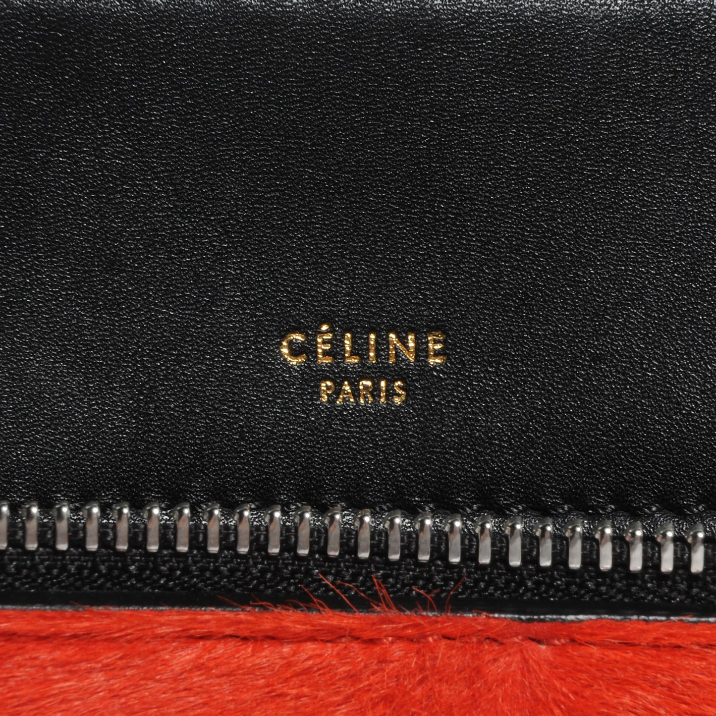 Pony Hair Medium Edge Shoulder Bag Vermillion