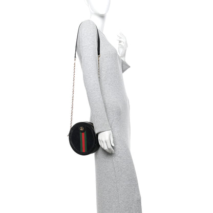 Gucci Suede Patent Web Mini Ophidia Round Shoulder Bag Black 2 of 11