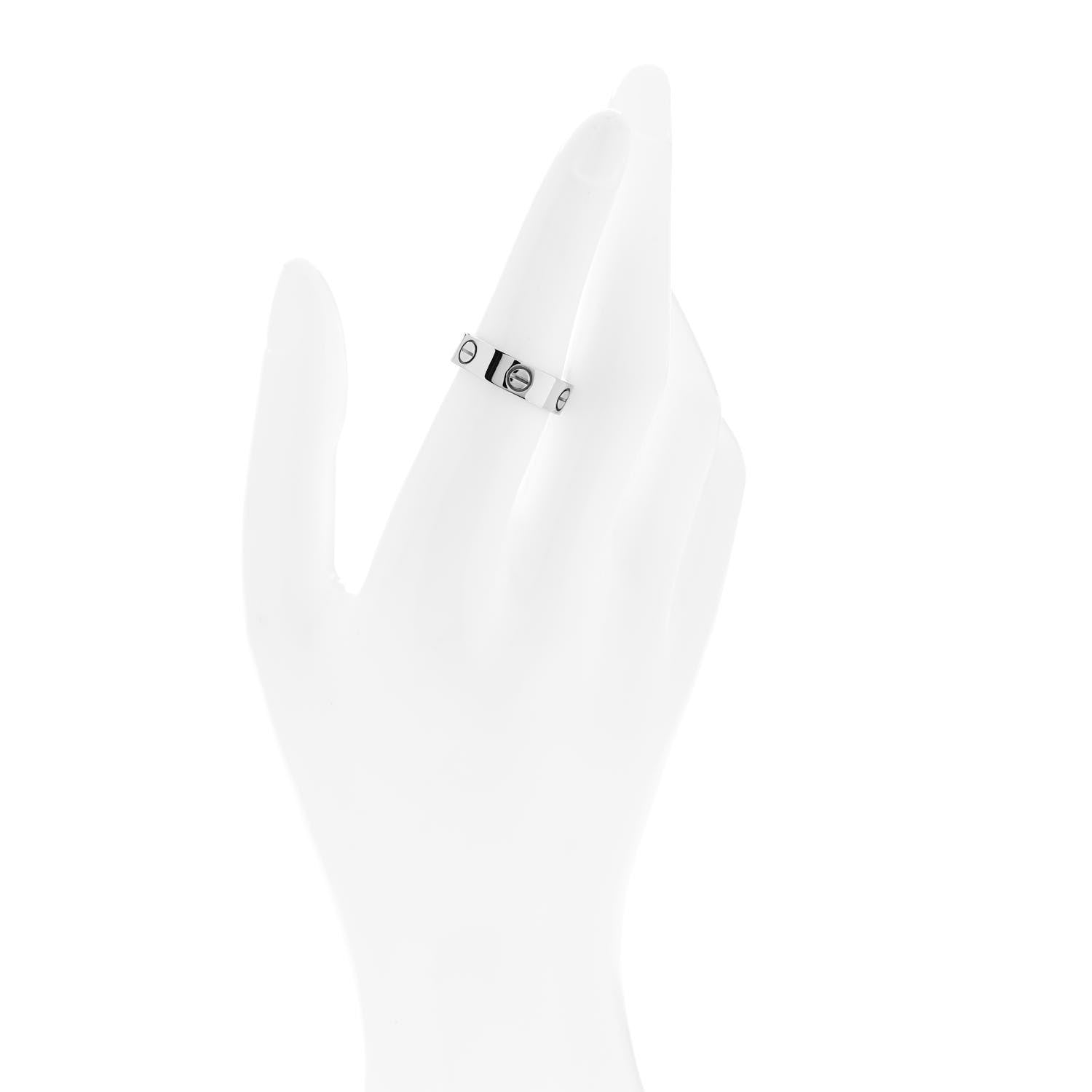 Cartier 18K White Gold 5.5mm LOVE Ring 54 6.75 2 of 4