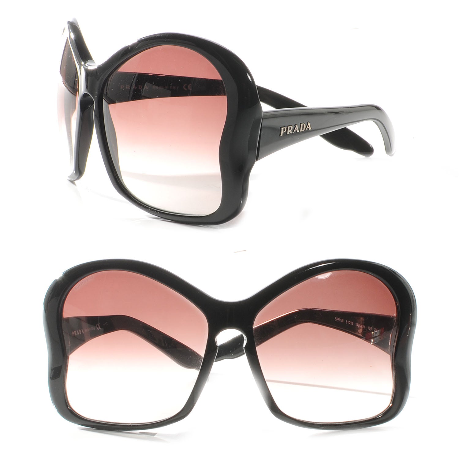 Prada Butterfly Frame Sunglasses SPR 18I Black 1 of 5