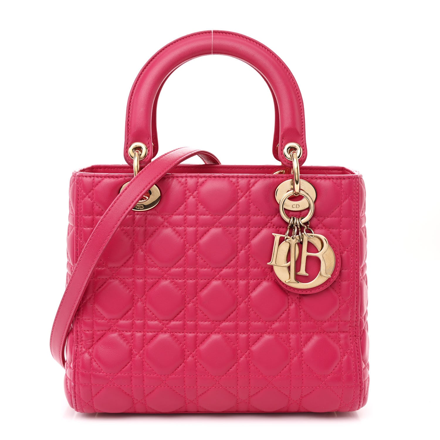 Christian Dior Lambskin Cannage Medium Lady Dior Fuchsia 1 of 11