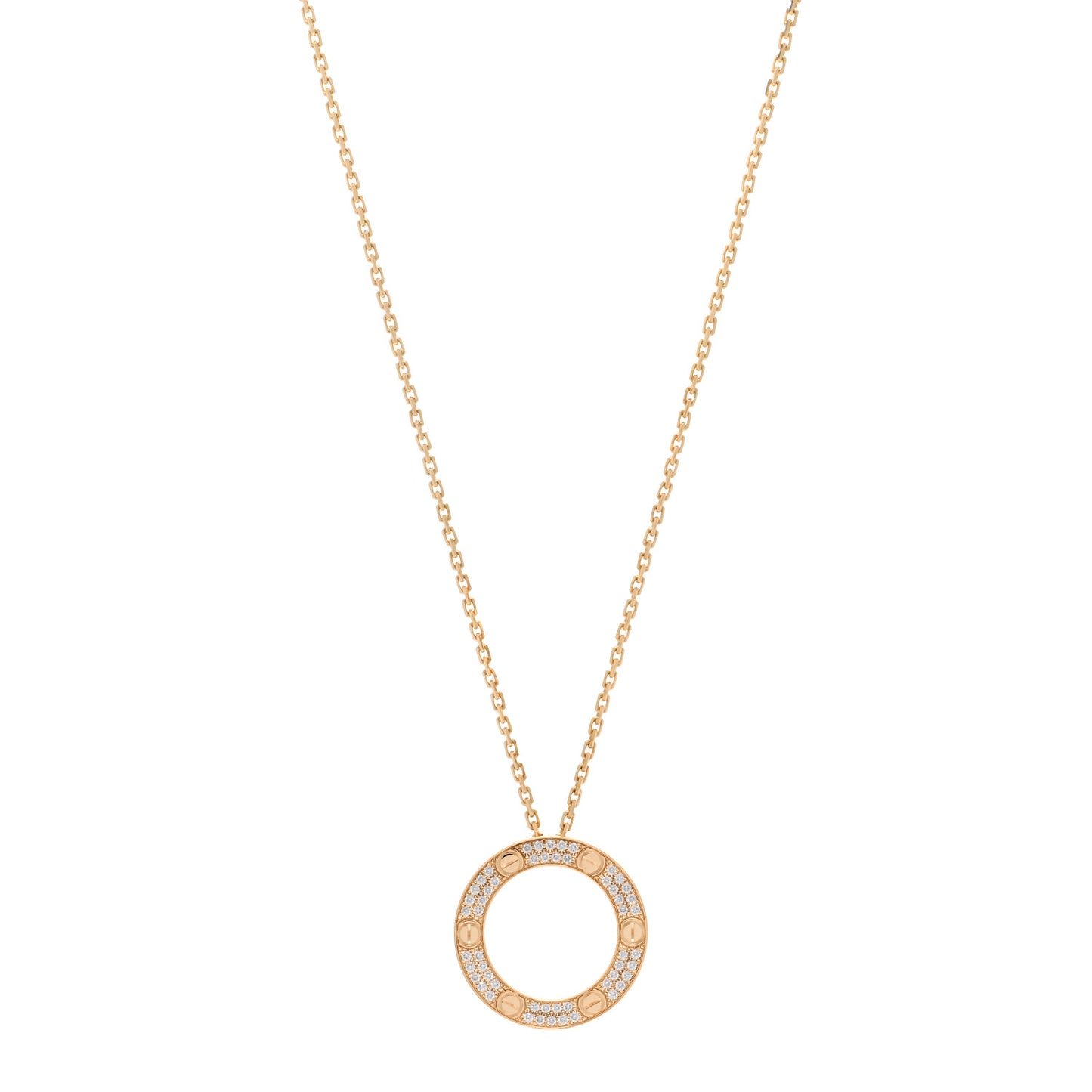 18K Yellow Gold Diamond LOVE Paved Necklace