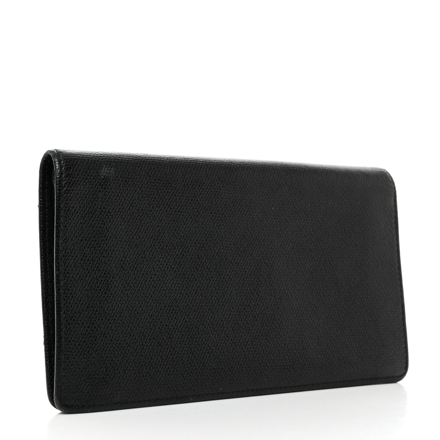 Grained Calfskin CC Button Yen Wallet Black