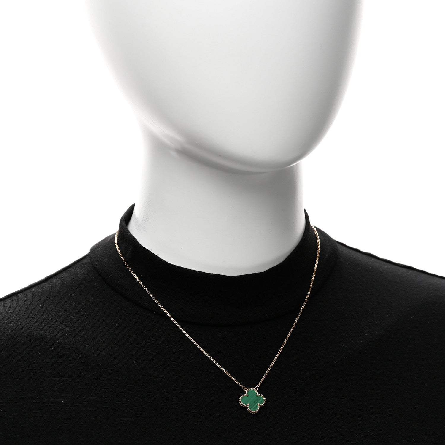 Van Cleef & Arpels 18K Yellow Gold Malachite Vintage Alhambra Pendant Necklace 2 of 6
