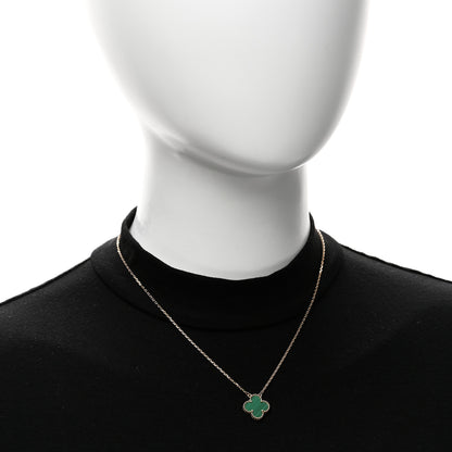 Van Cleef & Arpels 18K Yellow Gold Malachite Vintage Alhambra Pendant Necklace 2 of 6