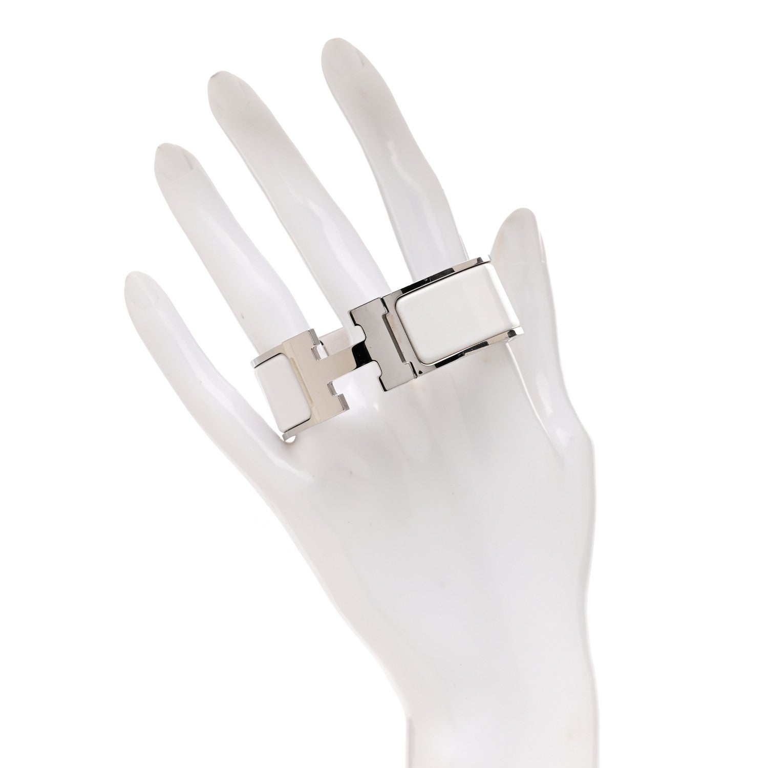 Hermes Enamel Wide Clic Clac H Bracelet GM White 2 of 5