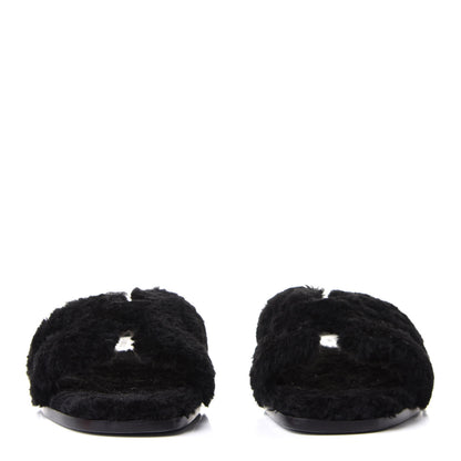 Hermes Woolskin Oran Sandals 37.5 Black 2 of 9