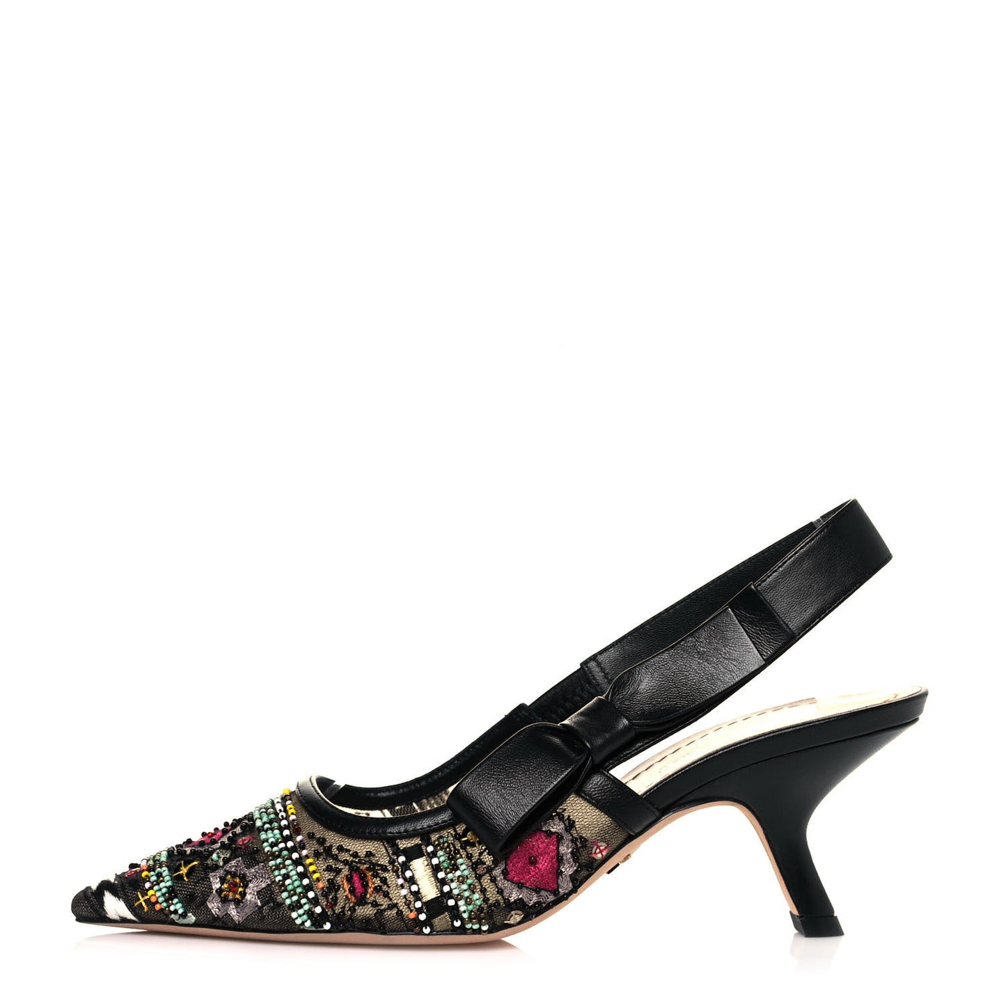 Embroidered Calfskin Beaded Sweet D Sling-Back Pumps 36 Multicolor