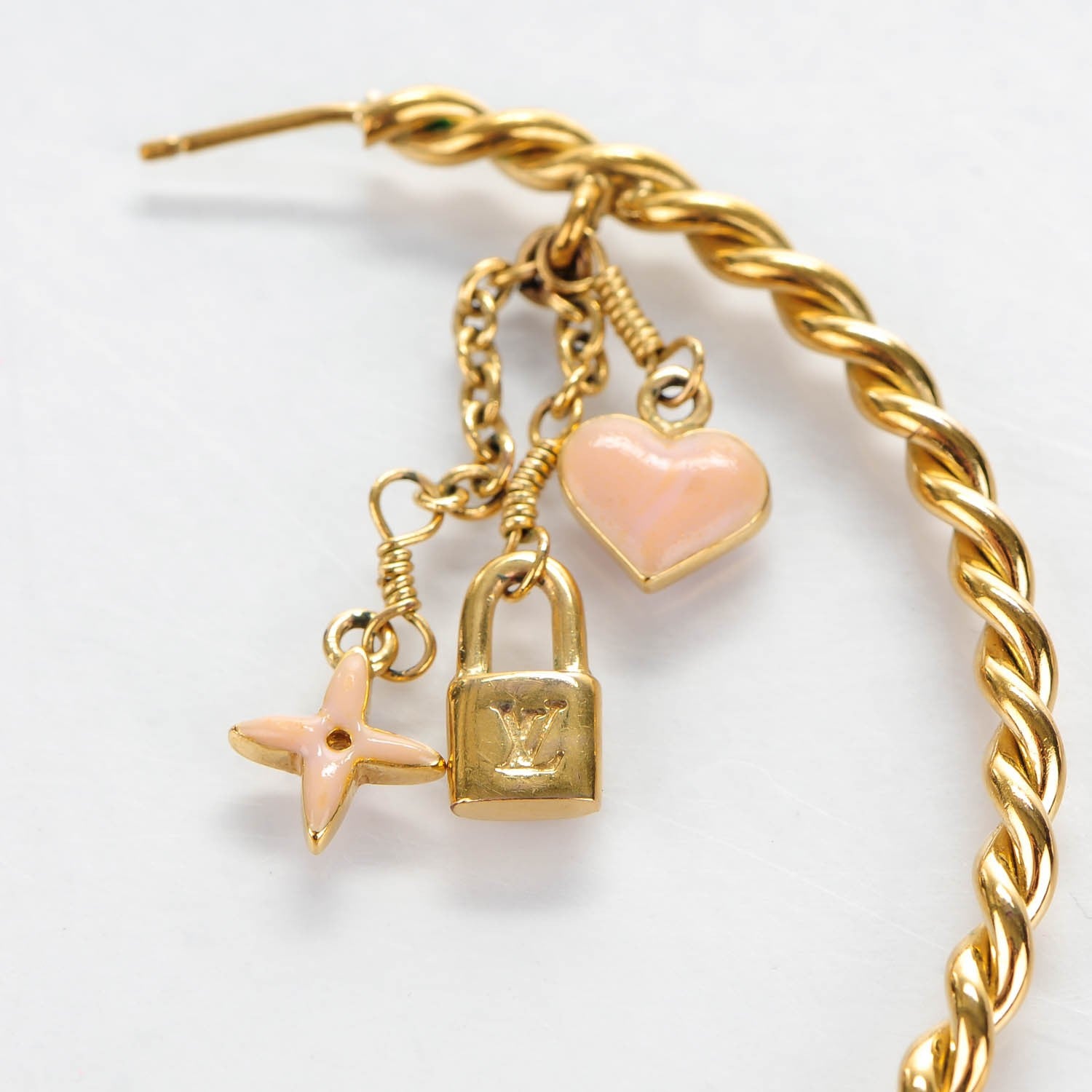 Louis Vuitton Sweet Monogram Creole Hoop Earrings Gold 4 of 5