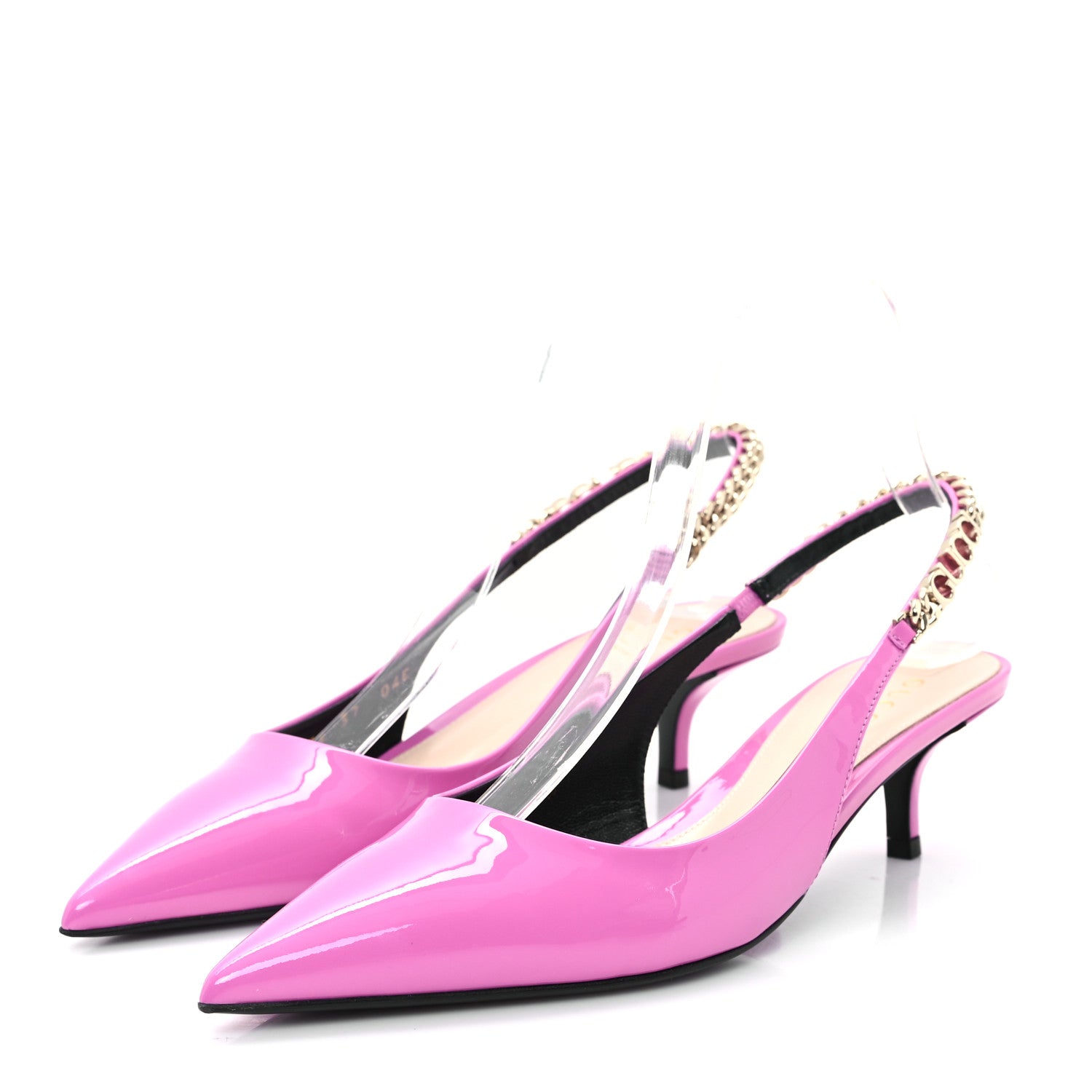Gucci Patent Signoria 35mm Slingback Pumps 37 Libre Pink 3 of 10