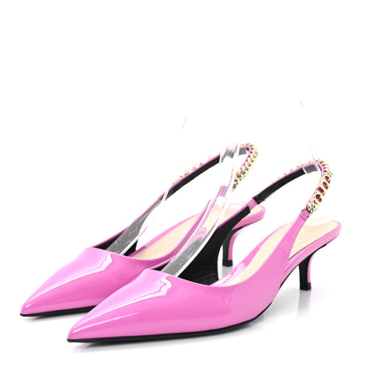 Gucci Patent Signoria 35mm Slingback Pumps 37 Libre Pink 3 of 10