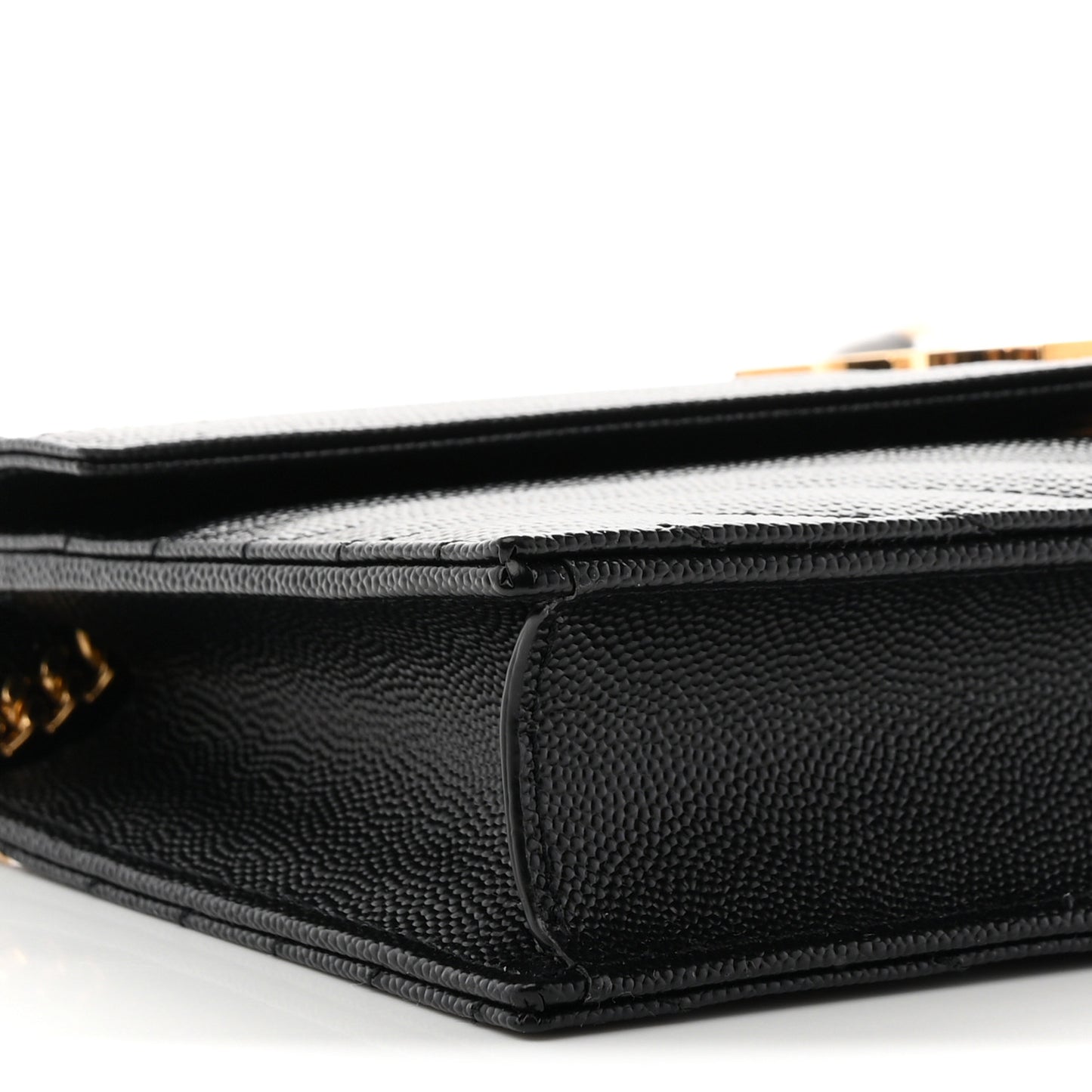 Grain De Poudre Matelasse Chevron Monogram Envelope Chain Wallet Black