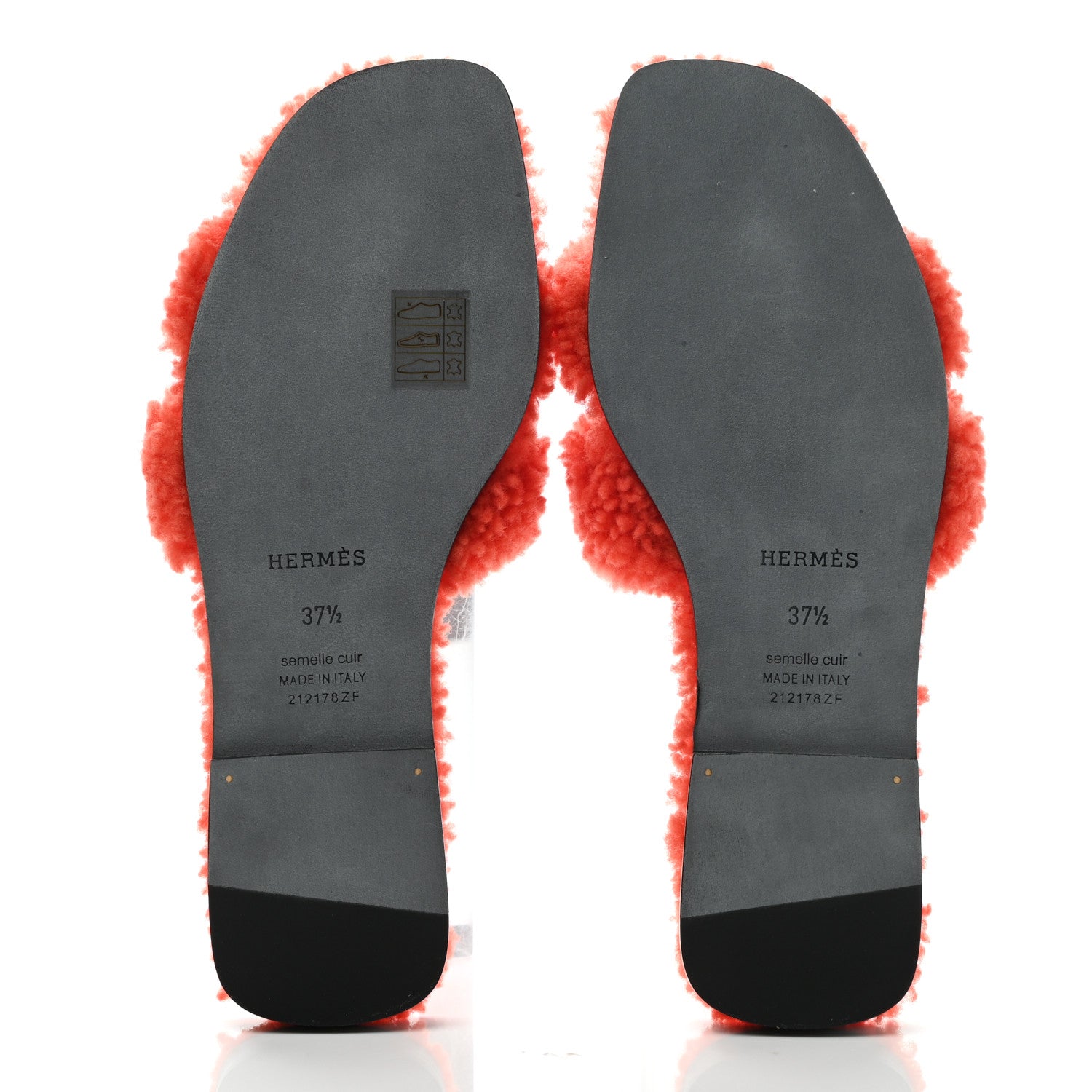 Hermes Woolskin Oran Sandals 37.5 Orange 5 of 8