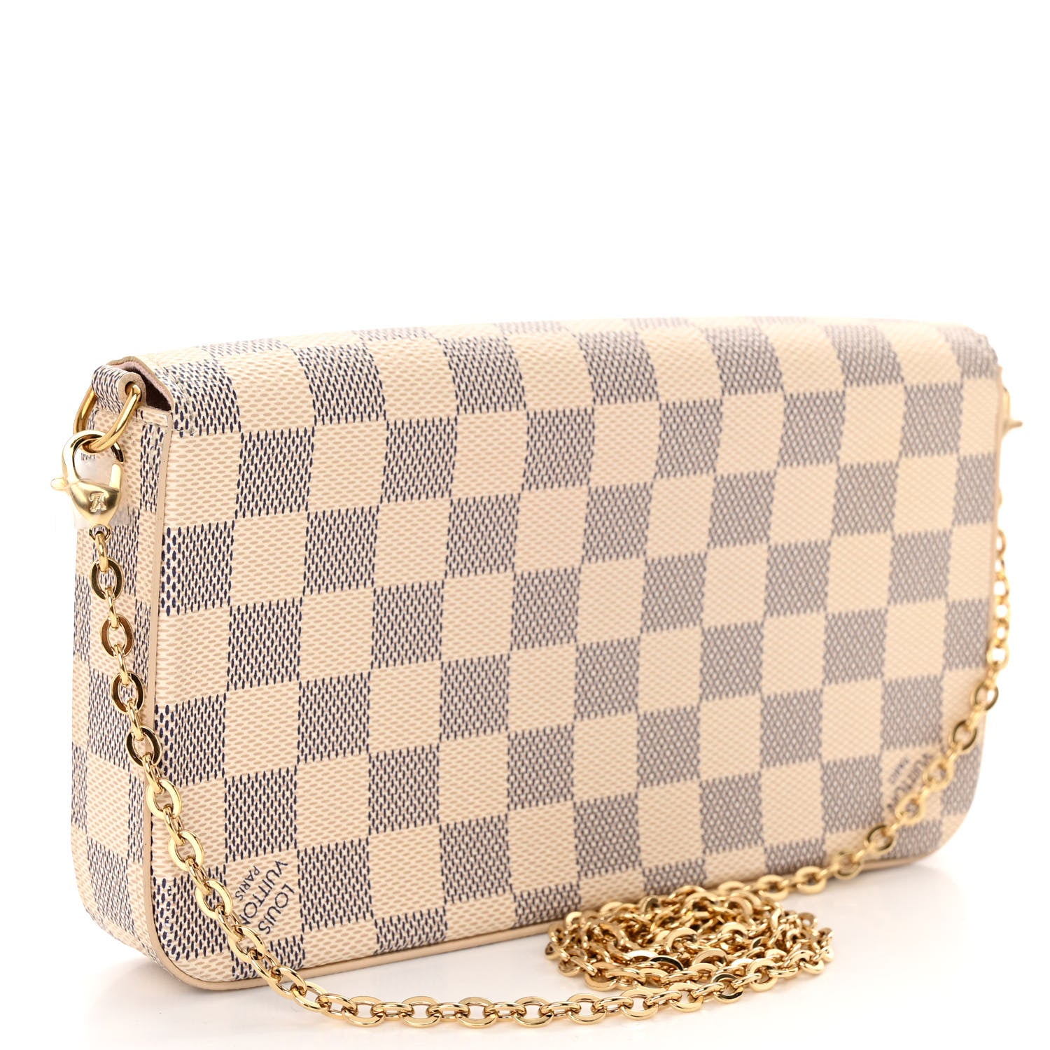 Louis Vuitton Damier Azur Pochette Felicie Chain Wallet Rose Ballerine 4 of 10