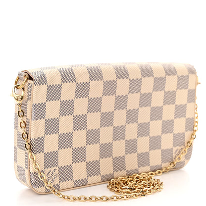 Louis Vuitton Damier Azur Pochette Felicie Chain Wallet Rose Ballerine 4 of 10