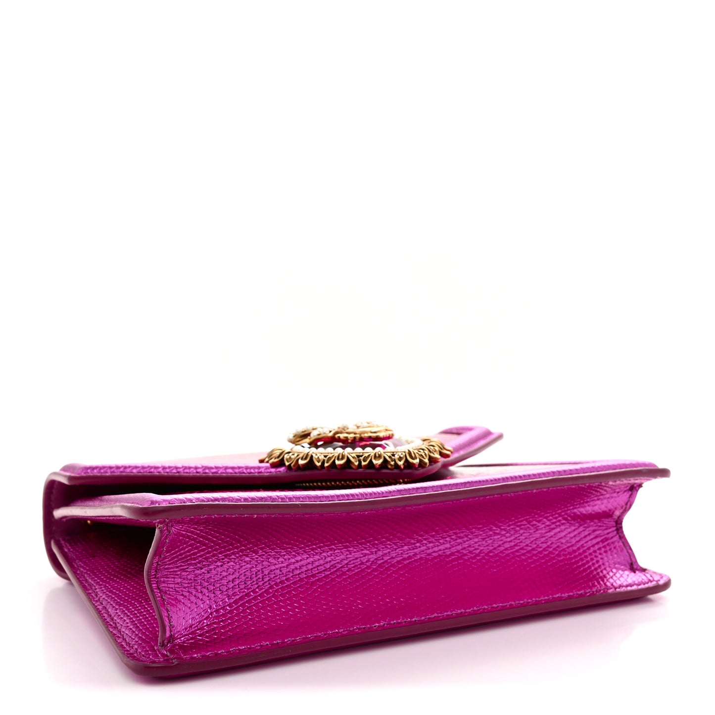 Glitter Metallic Lizard Small Devotion Top Handle Bag Fuchsia