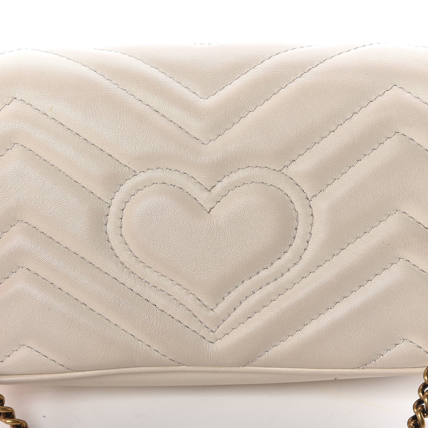 Gucci Calfskin Matelasse Super Mini GG Marmont Shoulder Bag White 11 of 15