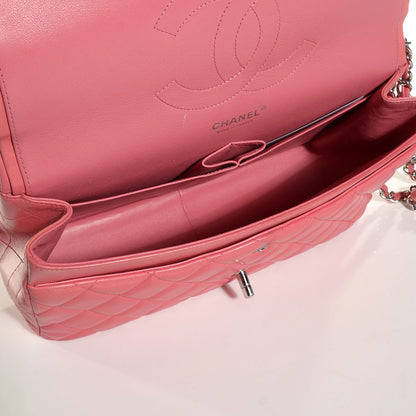 Chanel Lambskin Quilted Jumbo Double Flap Dark Pink 5 of 8