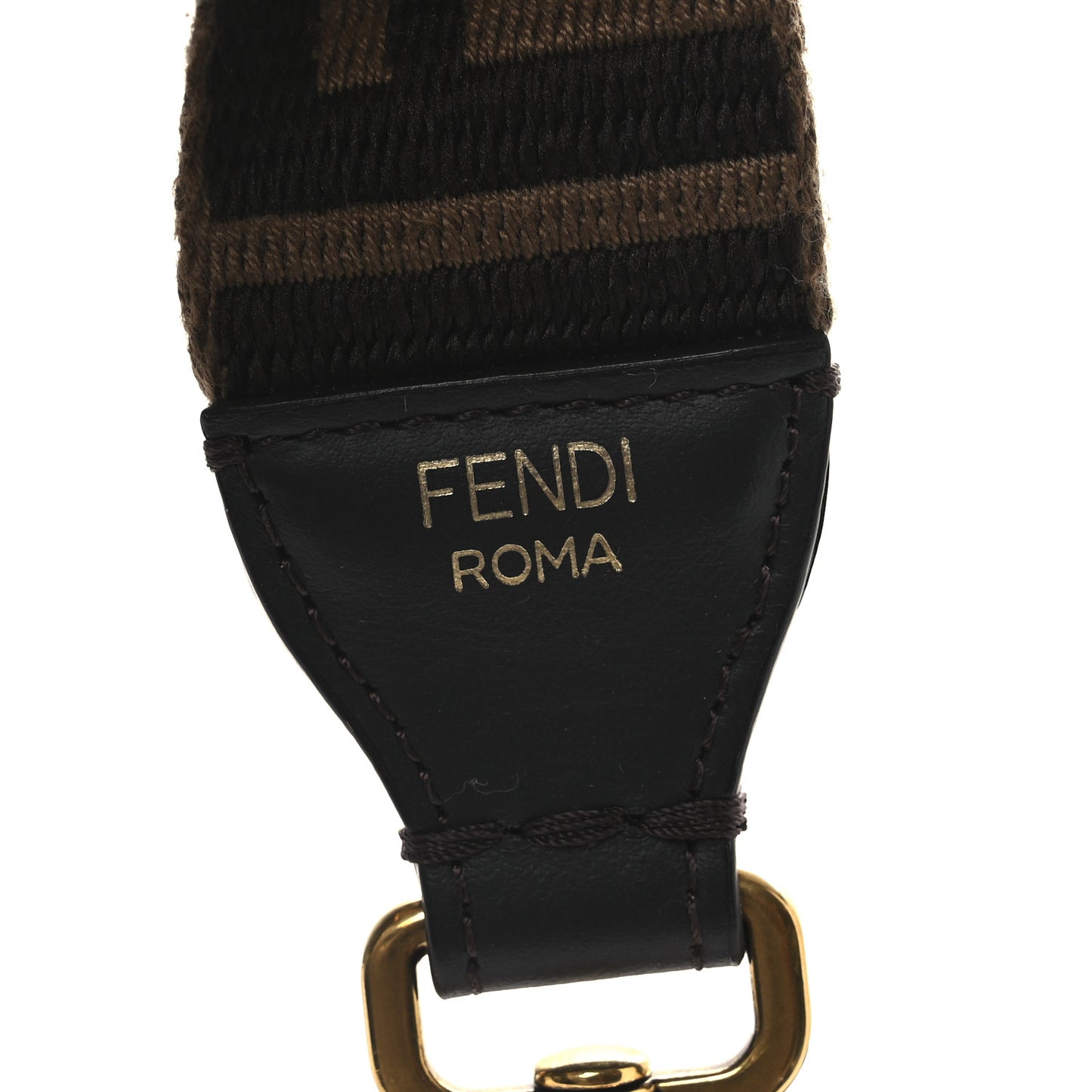 Ribbon Vitello Century FF 1974 Flat Studded Strap You Fango Marrone Ebano
