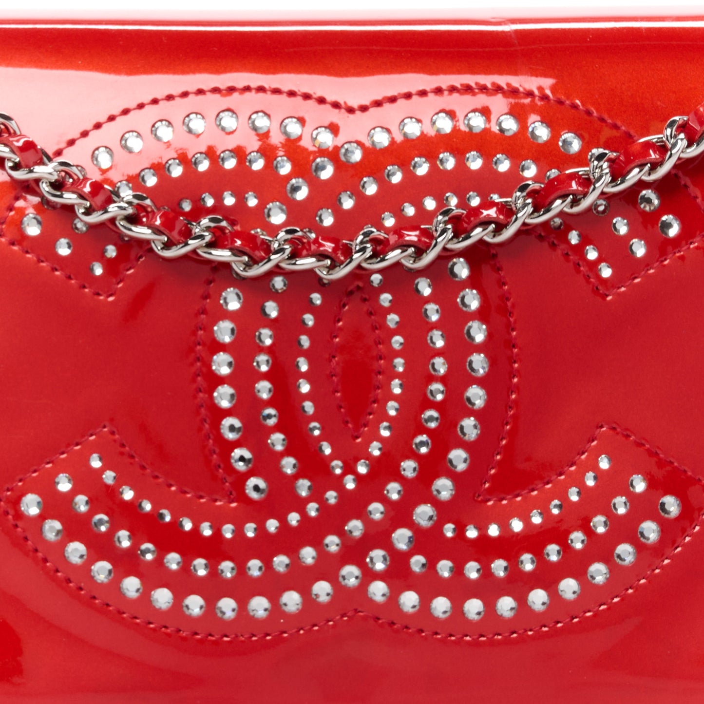 Patent Strass Wallet On Chain WOC Red