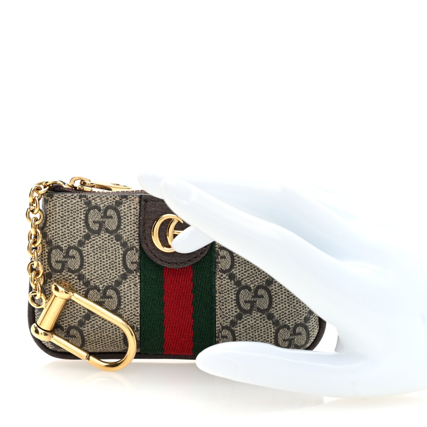 GG Supreme Monogram Web Ophidia Key Case Beige New Acero
