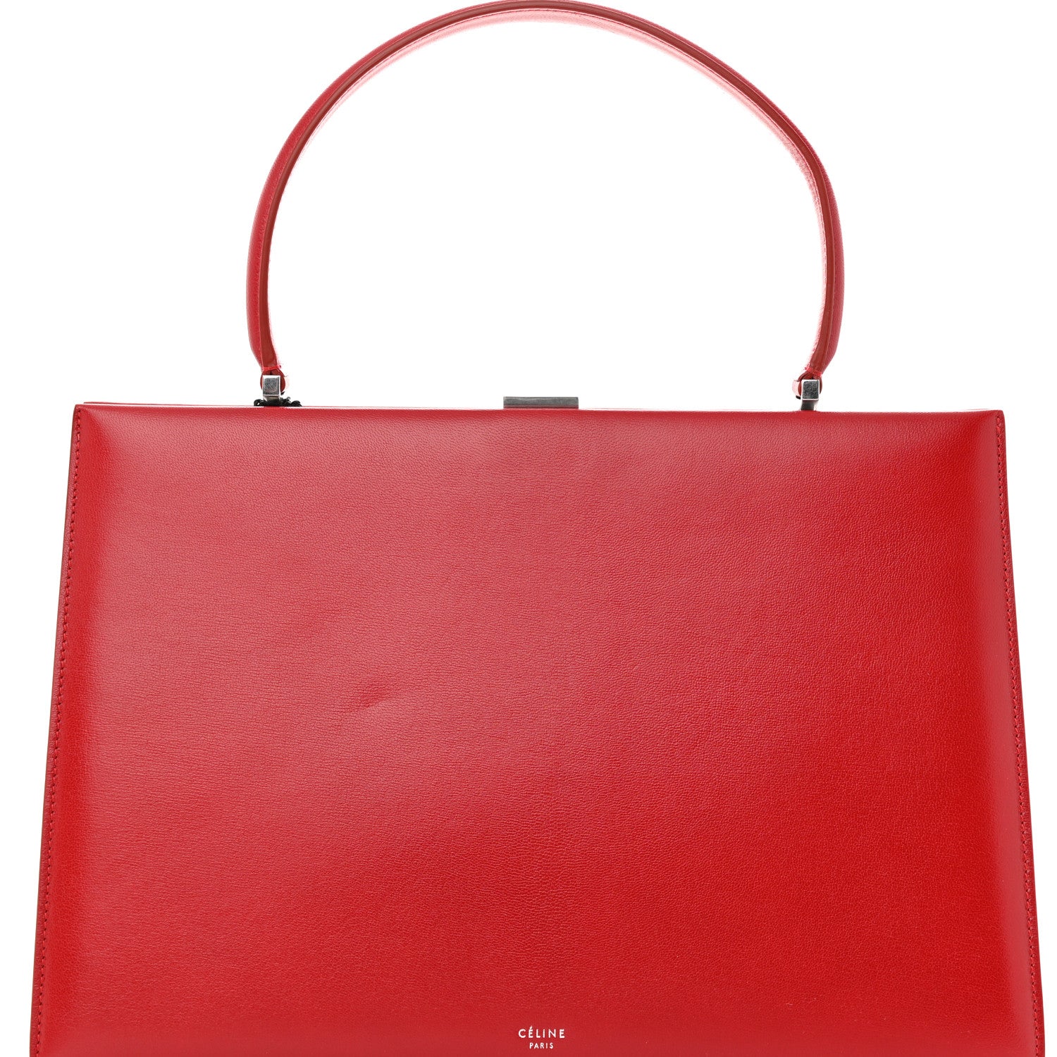 Celine Patina Box Calfskin Medium Clasp Bag Pop Red 8 of 11