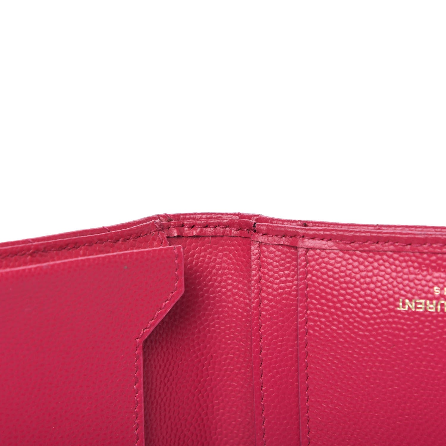Saint Laurent Grain De Poudre Matelasse Chevron Monogram Zip Around Wallet Fuchsia 11 of 11