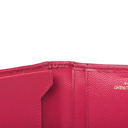 Saint Laurent Grain De Poudre Matelasse Chevron Monogram Zip Around Wallet Fuchsia 11 of 11