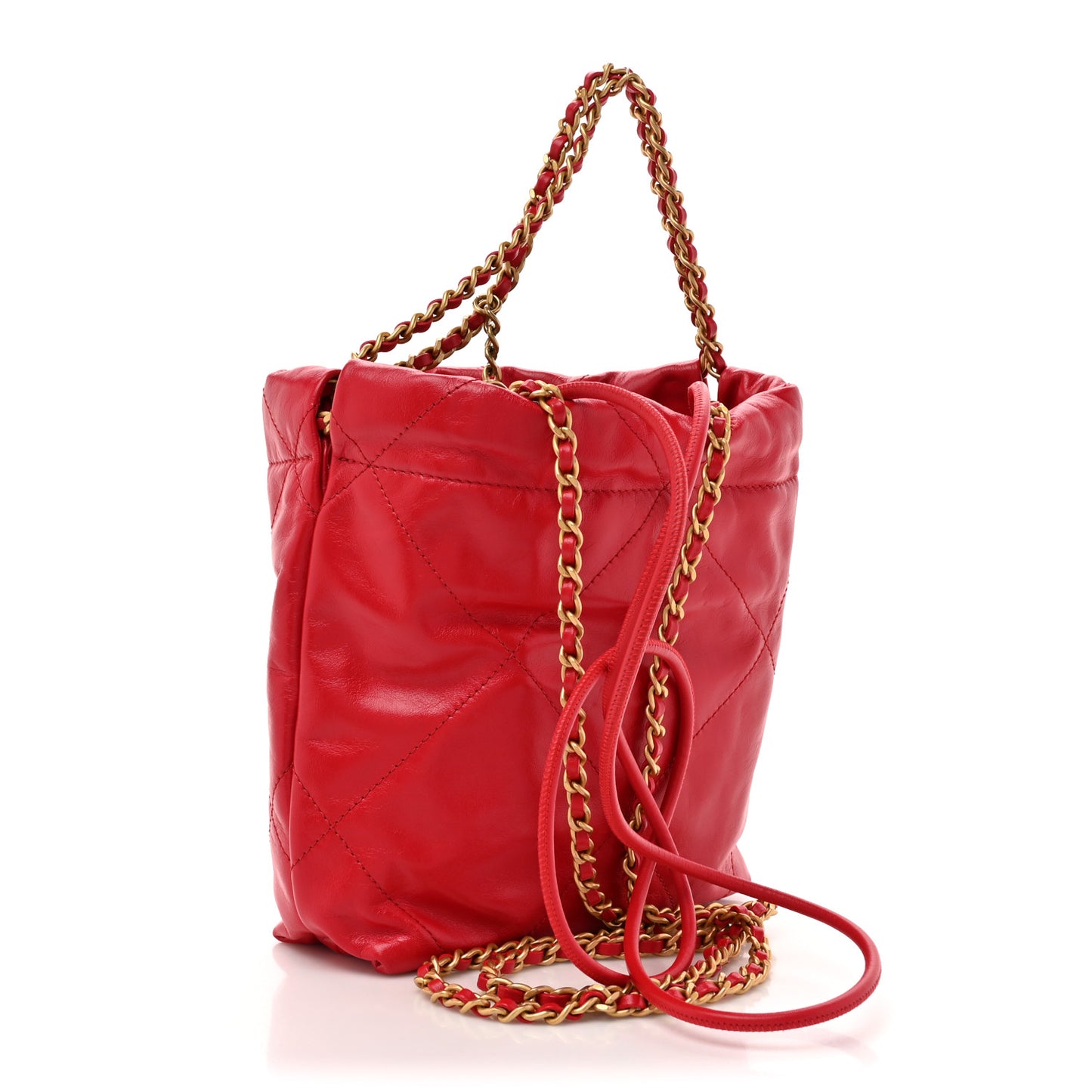 Shiny Calfskin Quilted Mini Chanel 22 Red