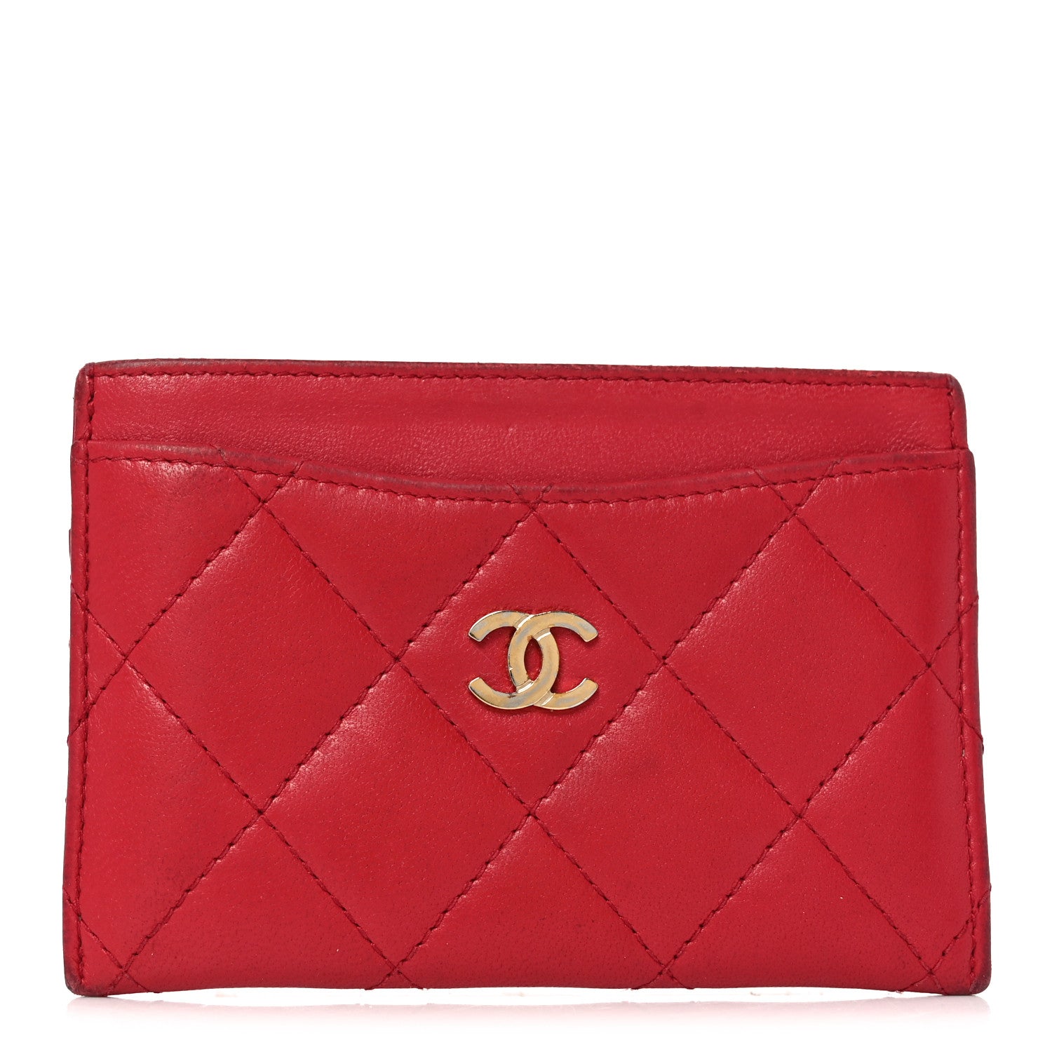 Chanel Lambskin Quilted Card Holder Red 1 of 9
