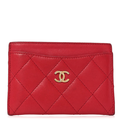 Chanel Lambskin Quilted Card Holder Red 1 of 9