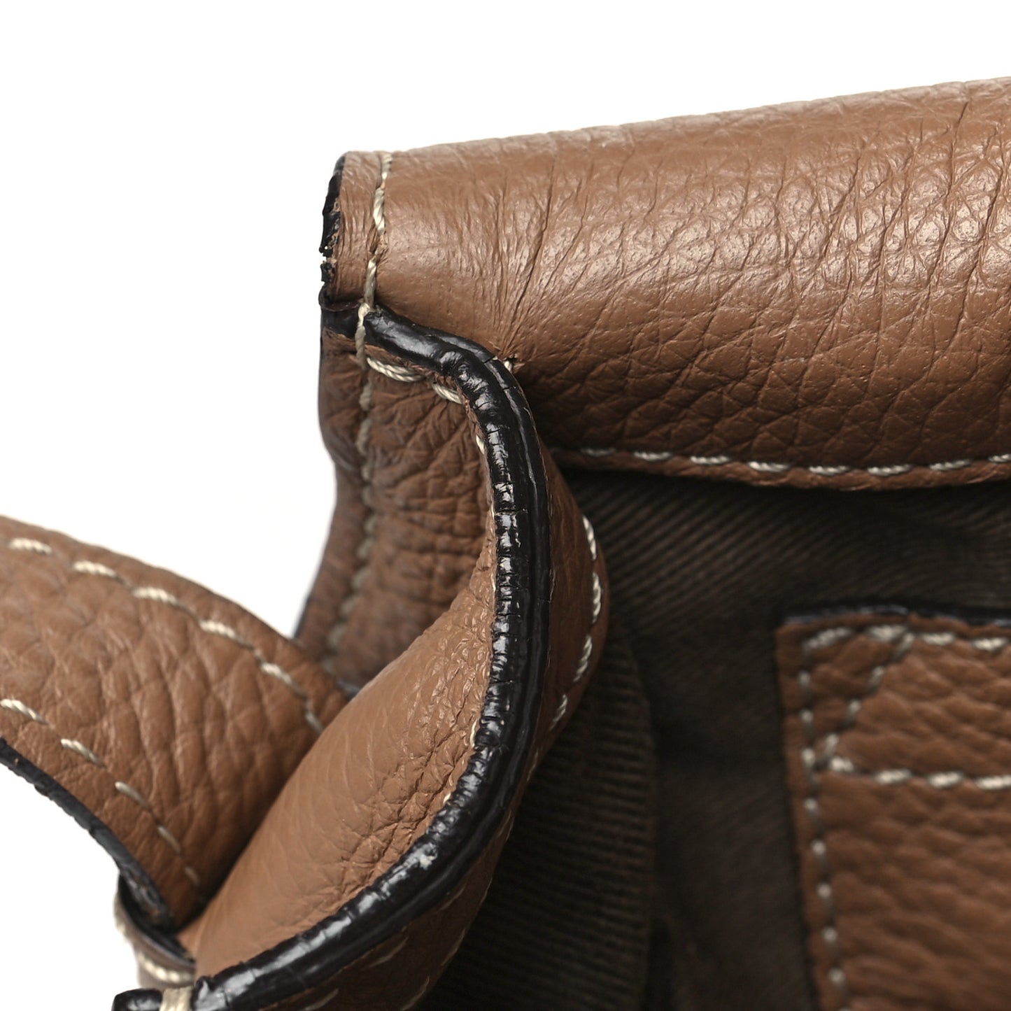 Grained Calfskin Small Marcie Saddle Bag Nut