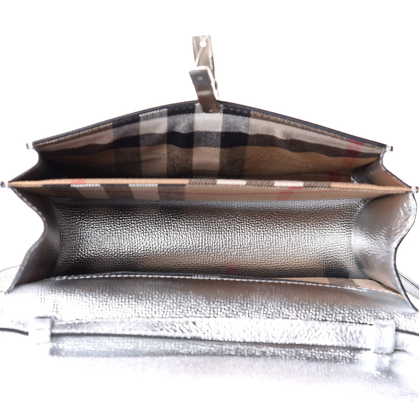 Metallic Grainy Calfskin Broguing Tassel Small Macken Crossbody Bag Silver