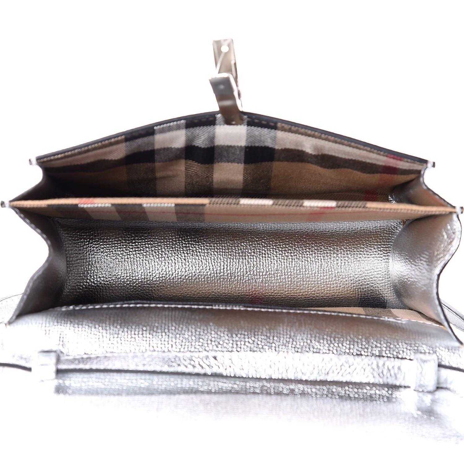 Burberry Metallic Grainy Calfskin Broguing Tassel Small Macken Crossbody Bag Silver 5 of 11