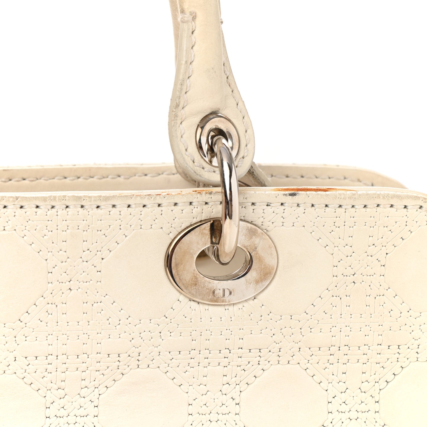 Lambskin Cannage Soft Lady Dior Satchel White