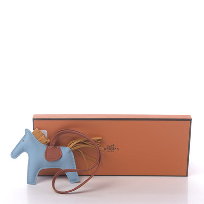 Hermes Milo Lambskin Grigri Rodeo Horse Bag Charm PM Celeste Naturel Bouton D'Or Cornaline 5 of 5