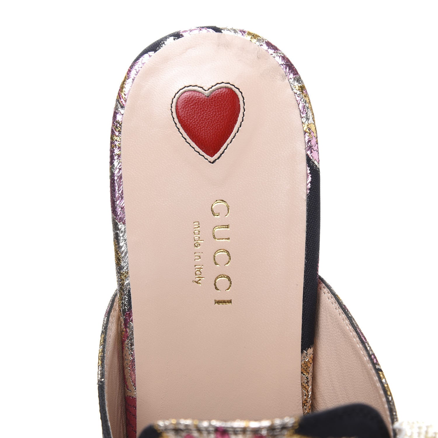 Gucci Iridescent Brocade Pearl Bow Womens Princetown Slippers 41 Black Pink 6 of 9
