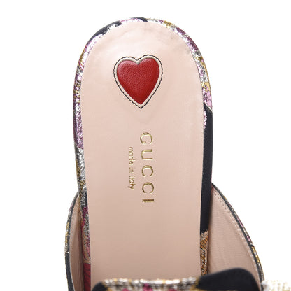 Gucci Iridescent Brocade Pearl Bow Womens Princetown Slippers 41 Black Pink 6 of 9