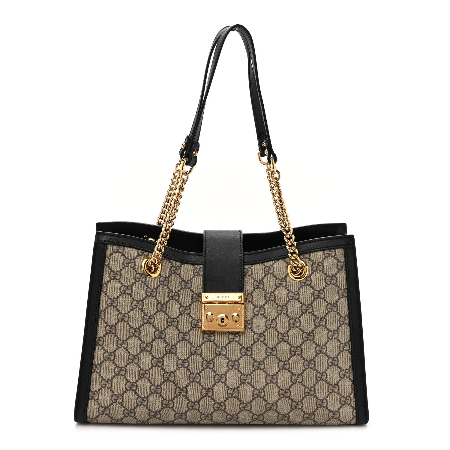 Gucci GG Supreme Monogram Medium Padlock Tote Black 1 of 14