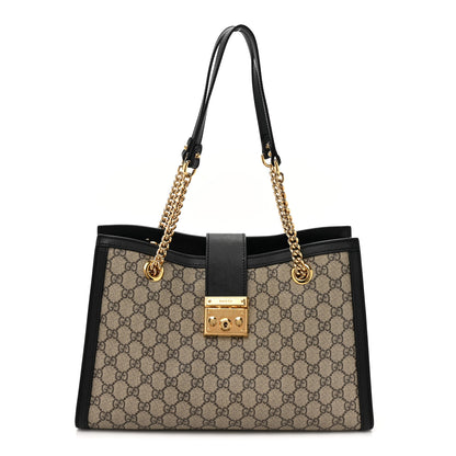 Gucci GG Supreme Monogram Medium Padlock Tote Black 1 of 14