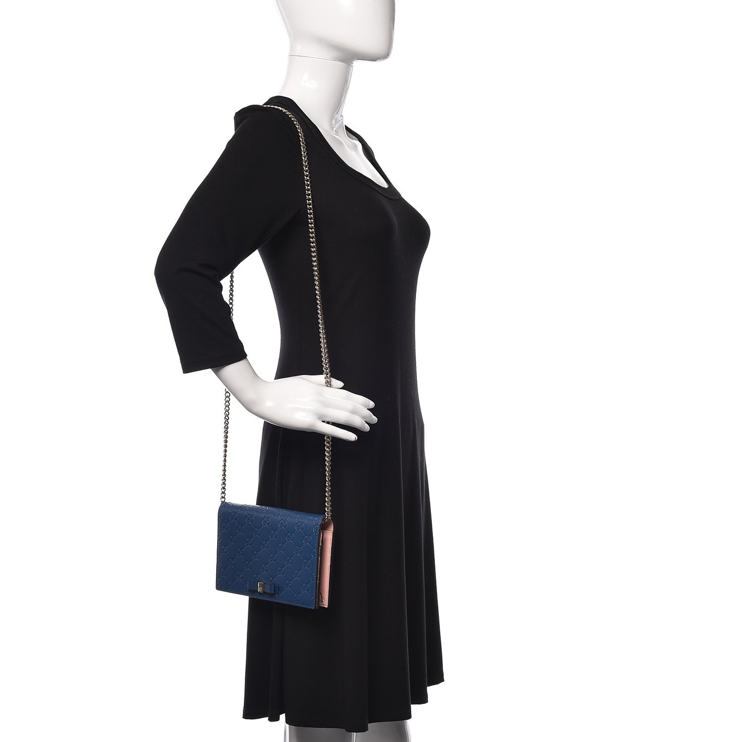 Guccissima Signature Bi-Color Bowy Chain Wallet Blue Dark Cipria