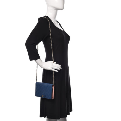 Gucci Guccissima Signature Bi-Color Bowy Chain Wallet Blue Dark Cipria 2 of 16