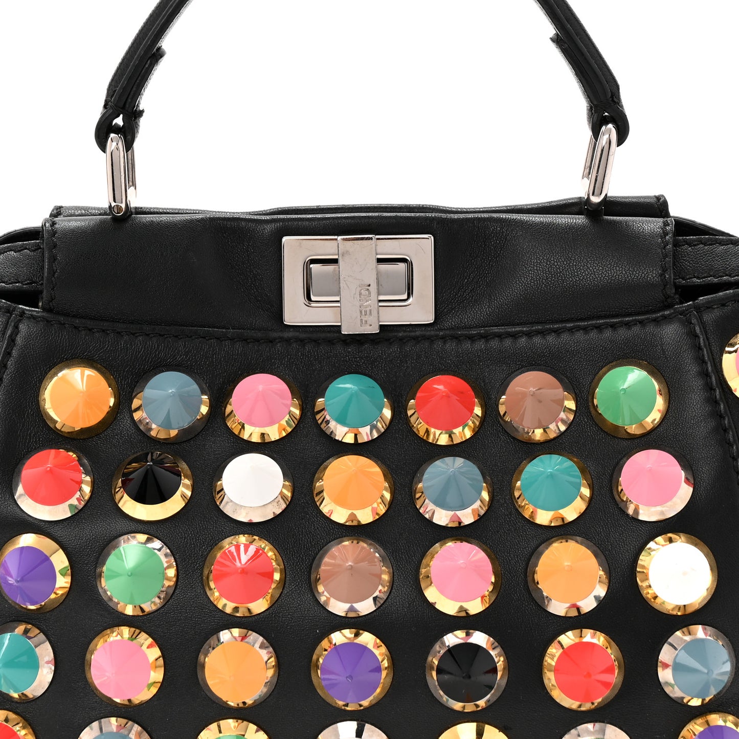 Nappa Studded Mini Peekaboo Iconic Satchel Black Multicolor