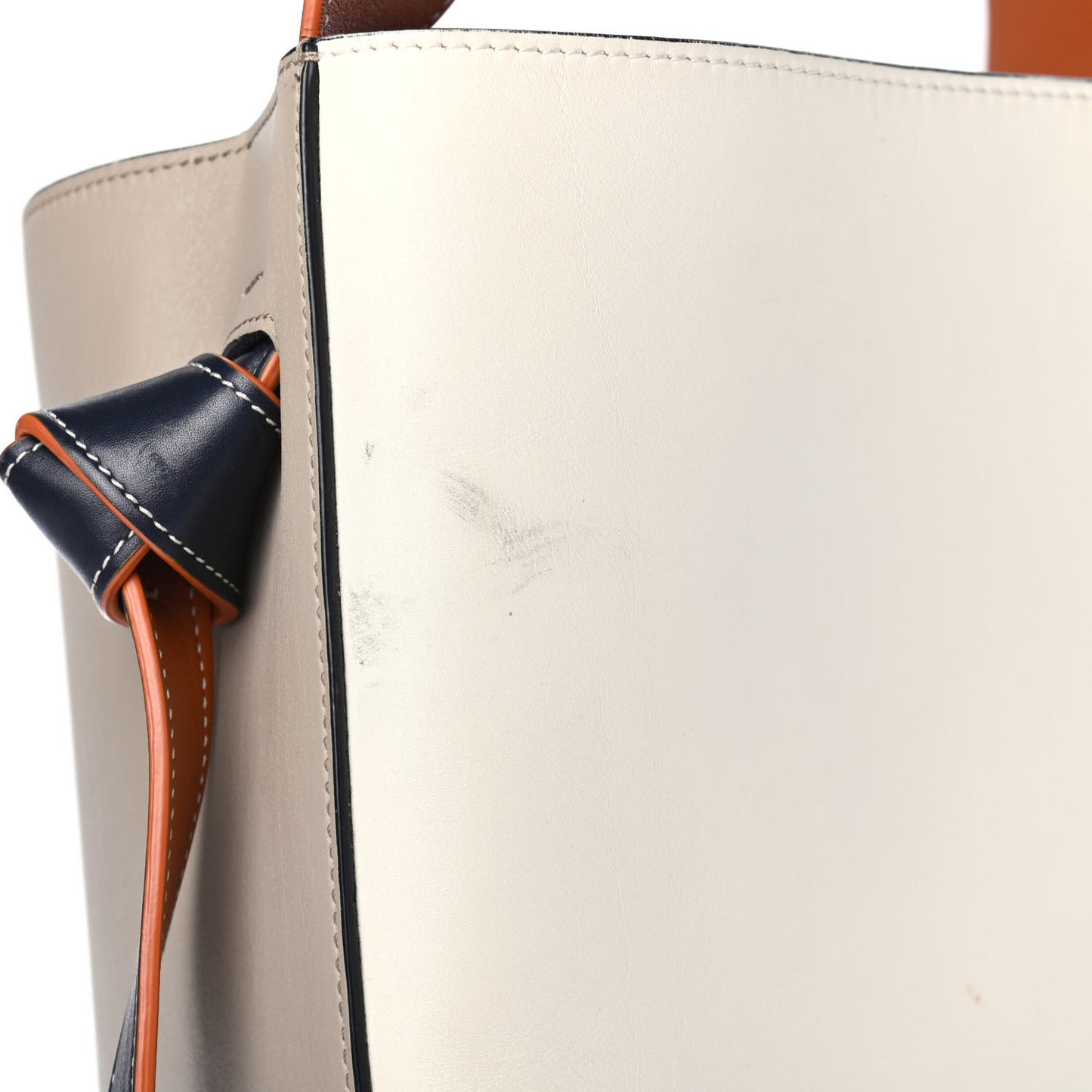 Shiny Smooth Calfskin Small Twisted Cabas Beige White
