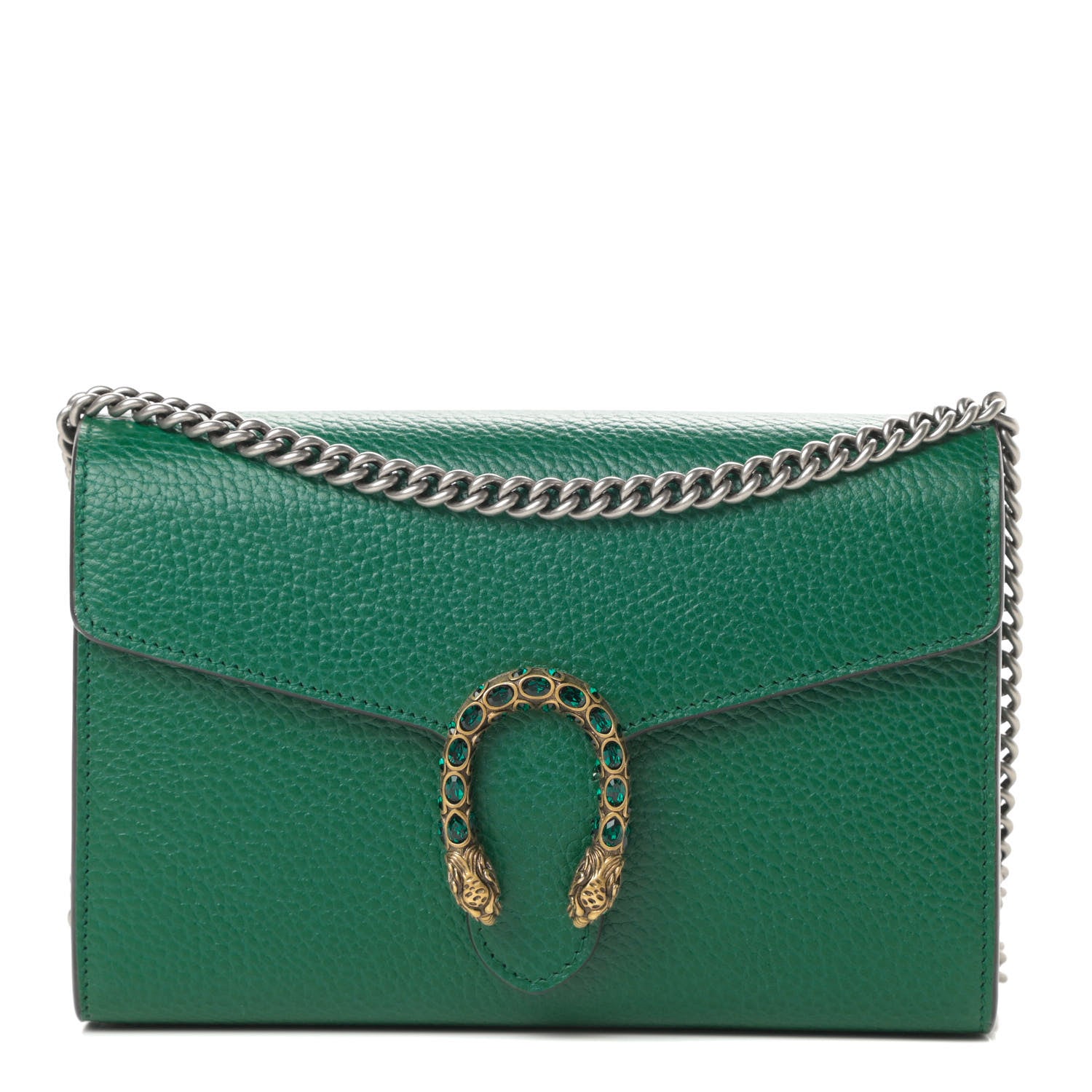 Gucci Calfskin Mini Dionysus Chain Wallet Emerald 1 of 11