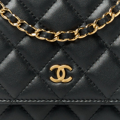 Chanel Lambskin Quilted Wallet On Chain WOC Black 9 of 12