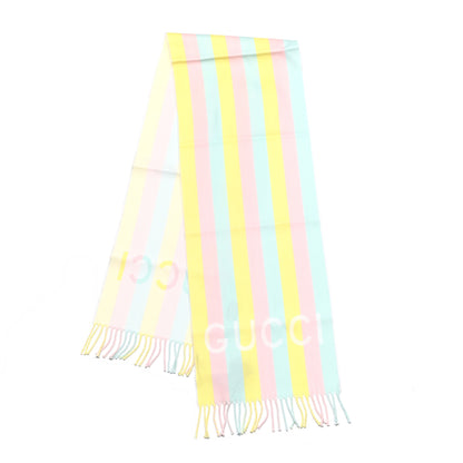 Gucci Wool Cotton Jacquard Magmadera Striped Scarf Pastel Multicolor 2 of 5